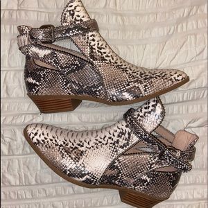 Snakeskin booties